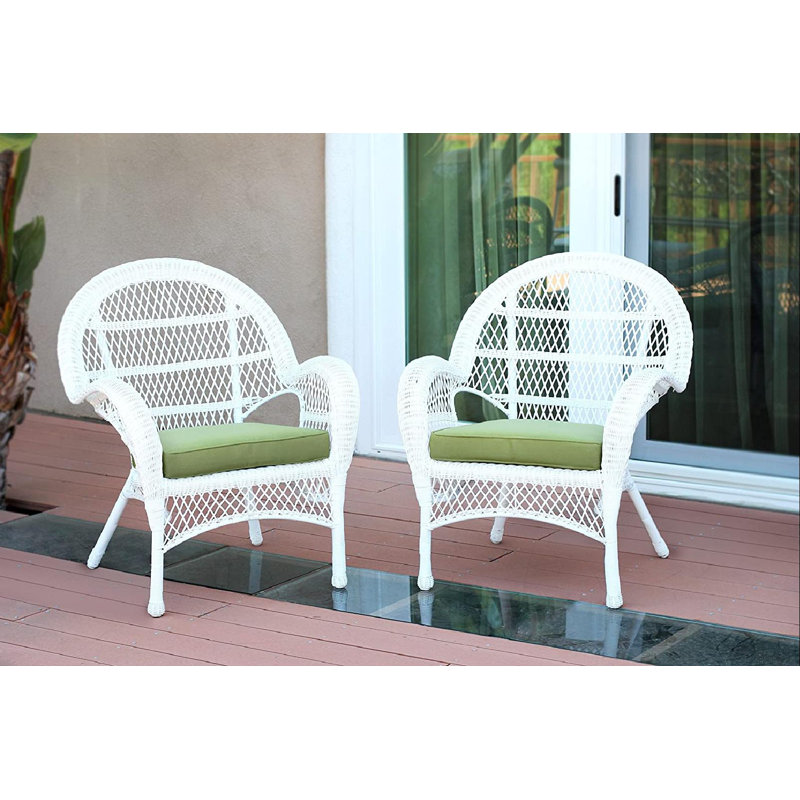 Maltby Wicker Outdoor Lounge Chair, Tan, White