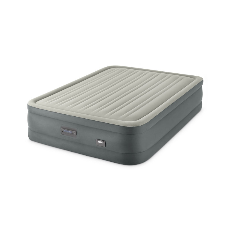 Queen Raised Gray Air Mattress with Built-In Pump