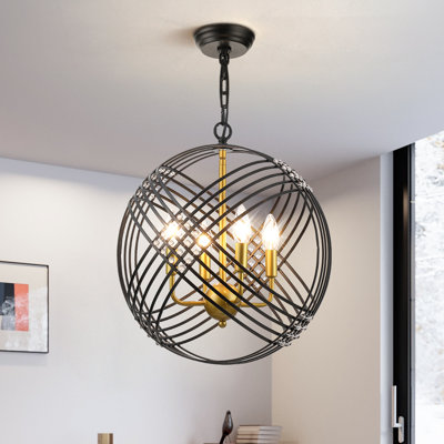 Rappaport 4 - Light Globe Pendant with Crystal Accents(15.7")