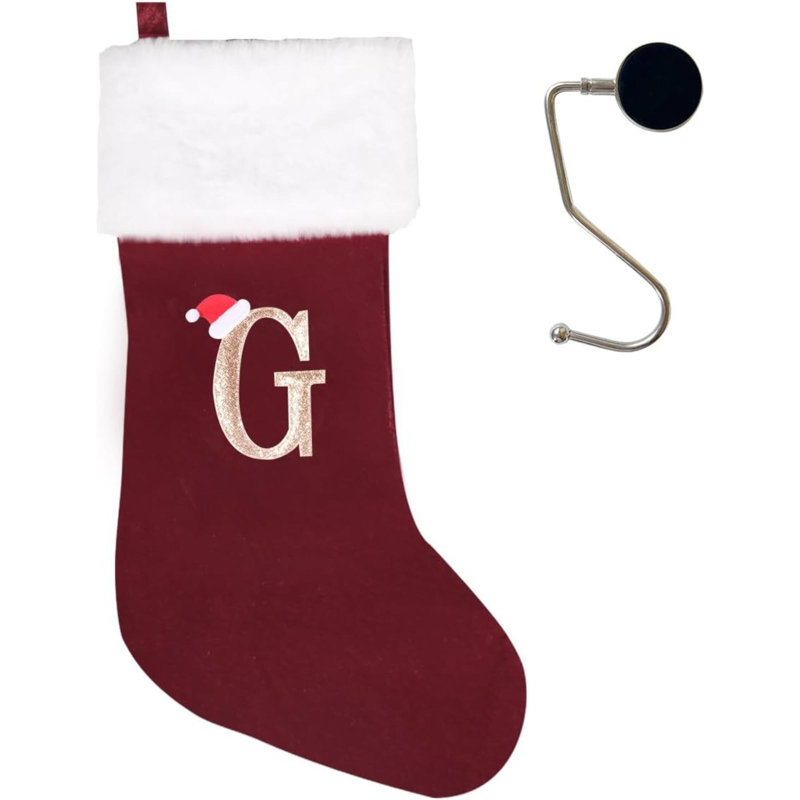 Bas de Noël monogrammés de 20 pouces avec lettres, bas de Noël super doux, bas de grand monogramme, bas de lettre pour le cadeau de Noël des Fêtes de Noël?