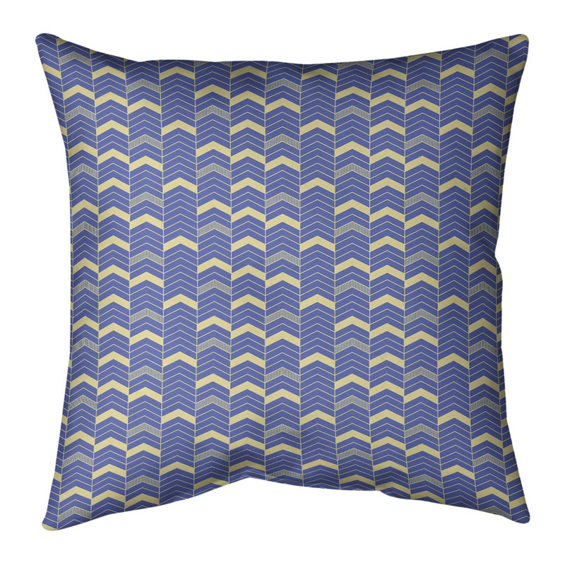 Housse de coussin Rhonda, 14 po x 14 po, Double bleu / jaune, Polyester filé