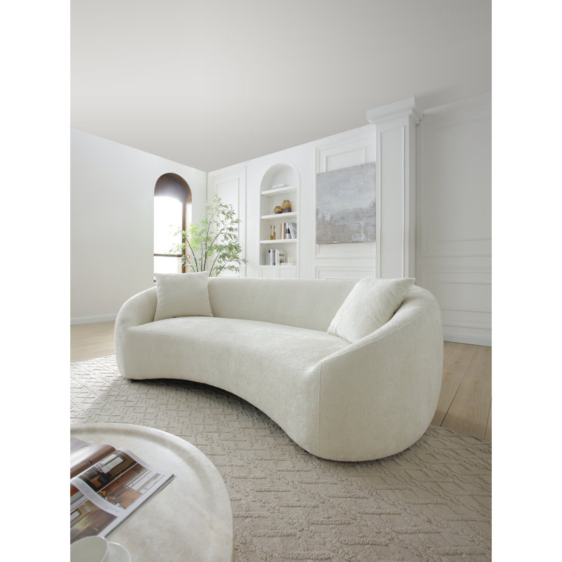 93.31" Minimalist Curved Sofa, 3 Seater, Fabric Upholstered Sofa, Tight Curved Back Cloud Couch For Living Room Apartment Office