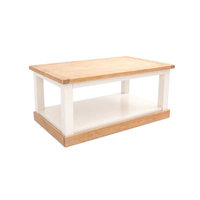 Harden Frame Coffee Table with Storage, Off-White/Pine Top
