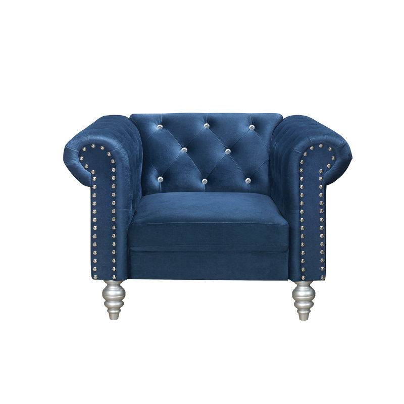 Jacameron Upholstered Club Chair, Blue Velvet 