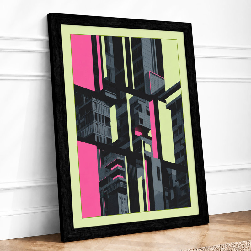 Fragmented City Industrial - Framed Print, A1 - 84.1 x 59.4 cm, Black
