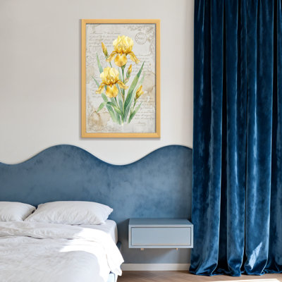 Plantes et fleurs - Iris jaune - Motif d'écriture rétro floral