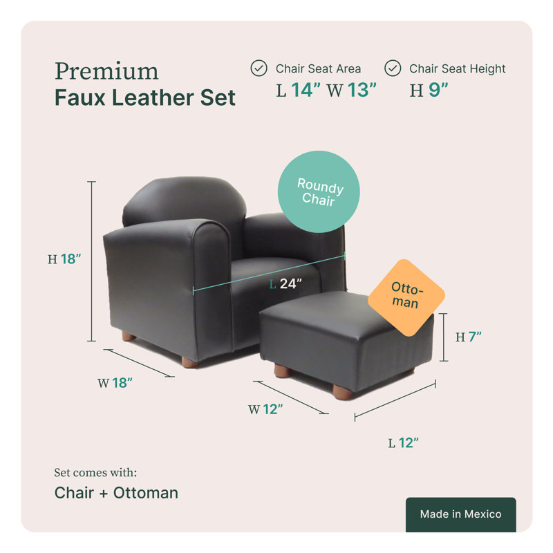 Kids 9'' Club Chair and Ottoman, Chocolate