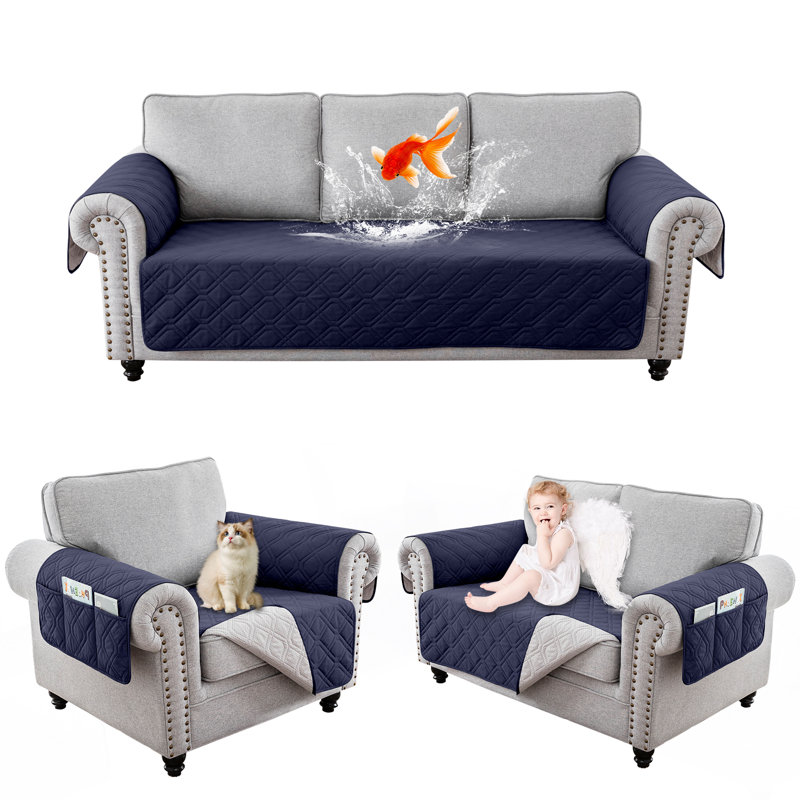 Housse pour coussin carré (3 pièces), Mélange de polyester bleu marine