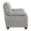 Chaise en tissu texturé gris, base en bois massif, revêtement de maison moderne, mobilier de salon