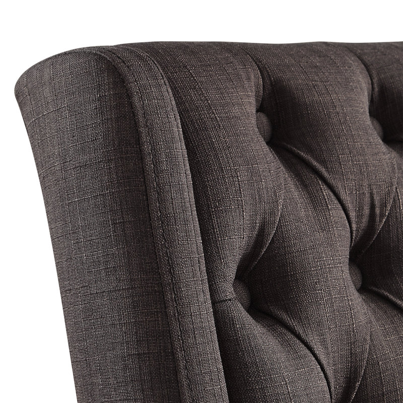 Dukinfield 20.5'' H Tufted Upholstered Side Chair, Dark Gray Linen, Natural