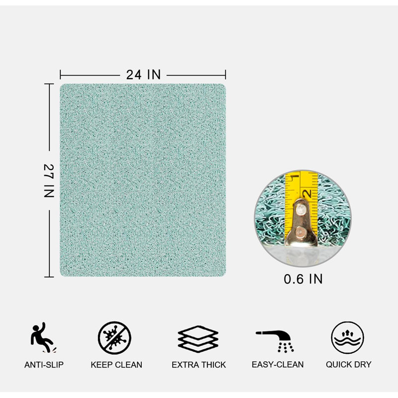 Extra Thick Non-slip Bath Mat Blue 24"x27"