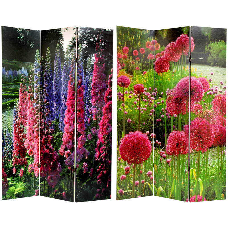 6 Ft. Tall Double Sided Vintage Flowers Canvas Room Divider, Foxglove