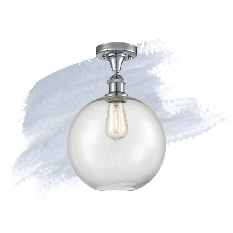 Plafonnier semi-encastré 10 po Baptista, Ampoule non incluse, Transparent, Chrome poli