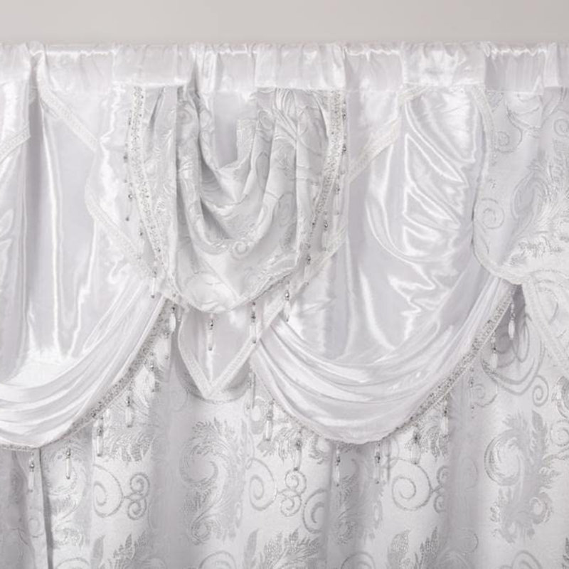 Ensemble de rideaux avec fenêtre 2 pièces Jacquard Luxury, Blanc