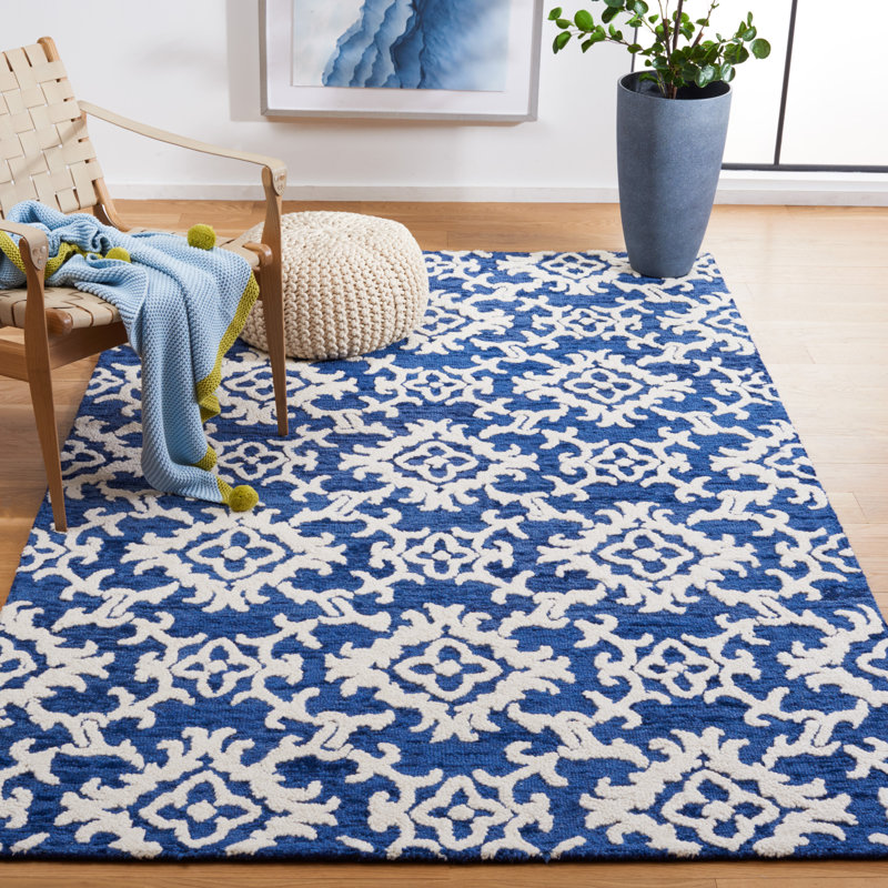 Vicksburg Blossom 104 Area Rug In Navy / Ivory, Rectangle 9' x 12'