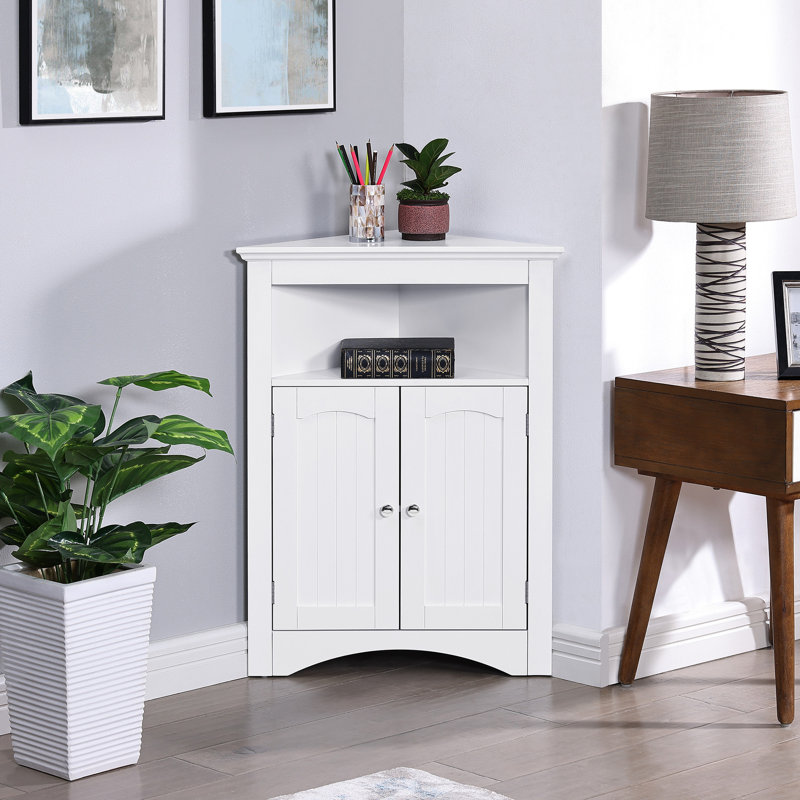 Blanc, armoire de rangement de salle de bain, portes et tablettes, profondeur de 24 po, 26,4 lb, intérieur réglable, coin de plancher facile à entretenir, profondeur de 24 po, conception