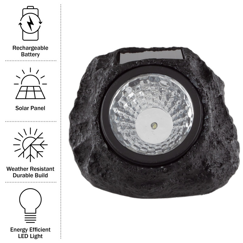 Solar Rock Lights 8-Pack - Waterproof LEDs for Paths, Gardens, and Landscaping - Rock Solar Lights Outdoor Lighting Set by Pure Garden