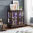 LED Curio Display Cabinet,Antique Display Cabinet With Adjustable Shelves,Retro Design Quality Showcase With Lattice Doors Elegant Bookcase And Storage Cabinet-1654051329