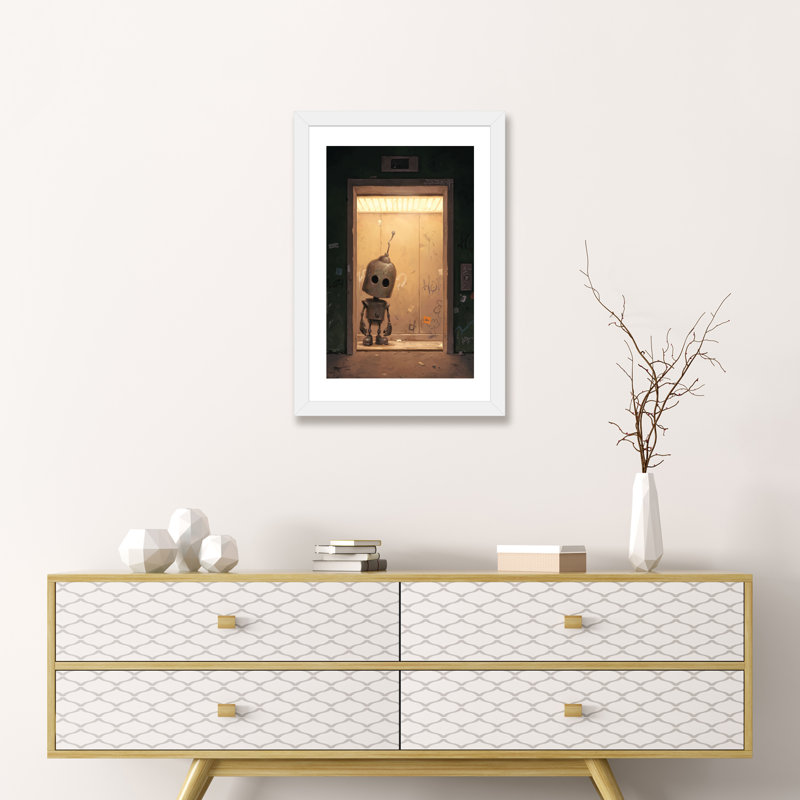 Portail pour enfants, art encadré, H 32 po x l 24 po x P 1 po, Papier encadré blanc