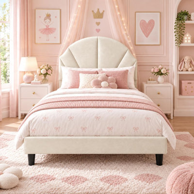 90*190cm Single Bed with Height Adjustable Headboard,Velvet