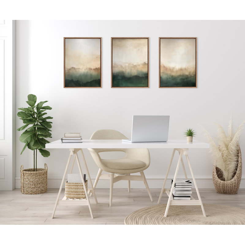 «Green Mountain Abstract I, II and III» par Amy Lighthall, ensemble d'art mural sur toile encadrée