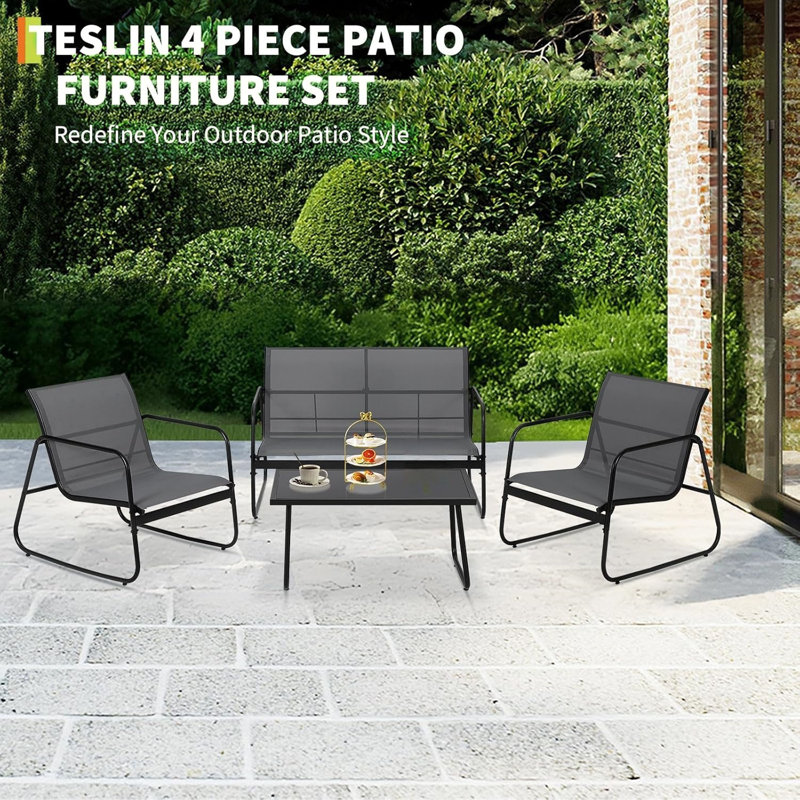 Metal 4 - Person Multiple Chairs Seating Group