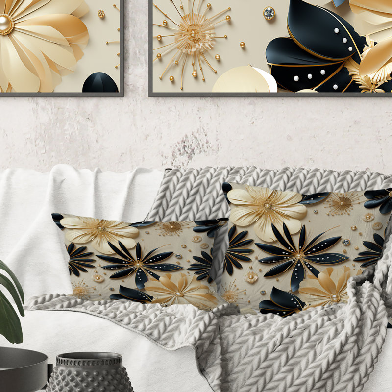 Coussin décoratif beige et champagne opulent Glam - Marble, H 16 po x l 16 po