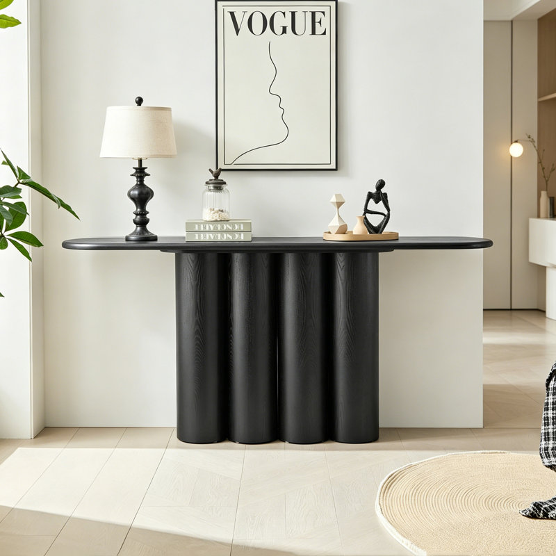 Console de forme ovale avec base robuste, Black