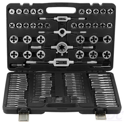Tap And Die Set, 110-Piece Include Metric Size M2 To M18, Bearing Steel Taps And Dies, Essential Threading Tool For Cutting External Internal Threads, With Complete Accessories And Storage Case