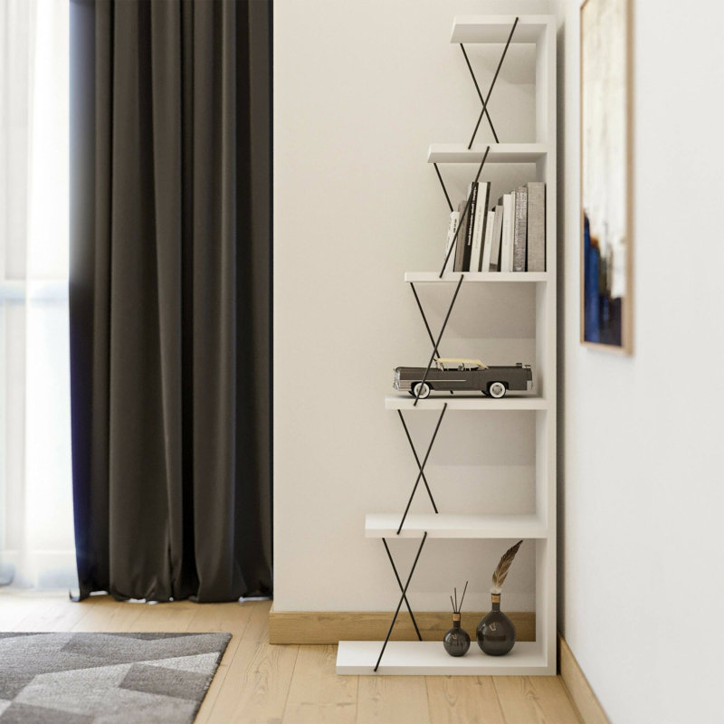 Juliette  Corner Bookcase, White/Black