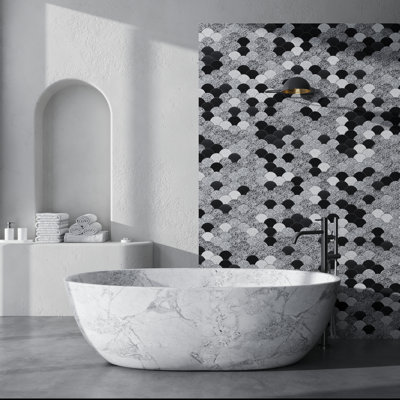 Stellare 12 x 12 Terrazzo, Marble Honed Fish Scale Tile (5 Sq Ft/Case) - 5 Pack