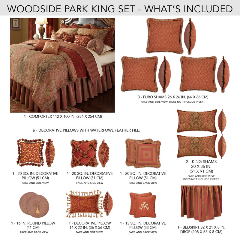 Woodside Park Comforter Set - Spice, King Comforter + 12 Additional Pieces
