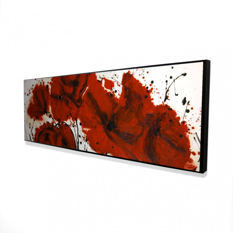 Abstract Red Flowers Field - Framed Canvas for Home Decor