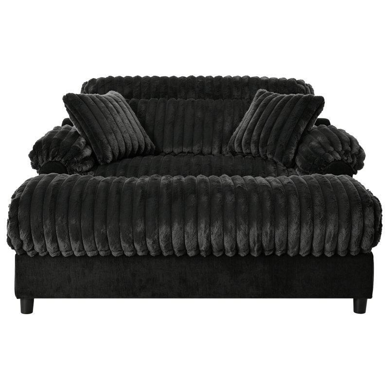 Canapé méridienne moderne 62 po Cloud, Noir, Noir