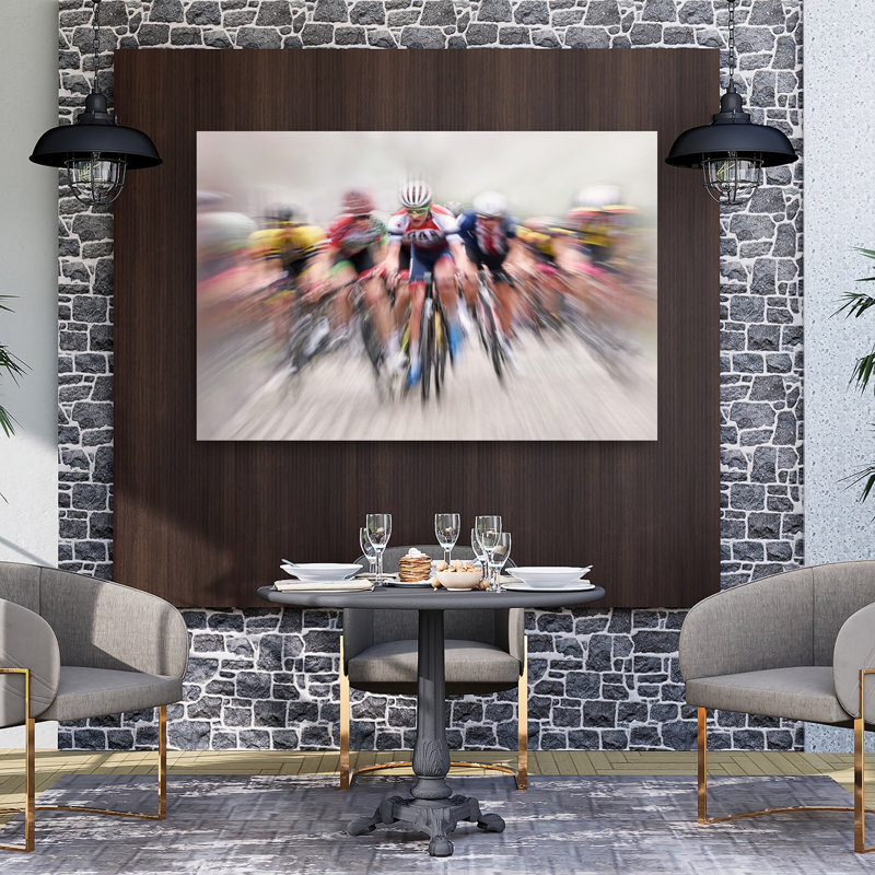 «Speeding Cyclistes», reproduction d'art murale contemporaine, 40" H x 60" W
