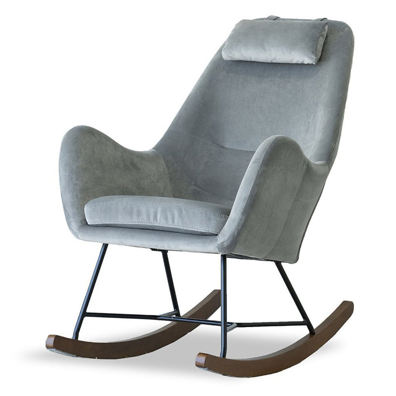Chaise berçante en velours Chelsea, Gris clair