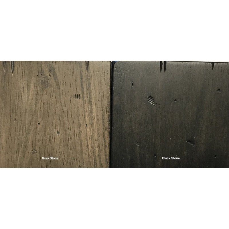 Tabouret en bois massif Gabin, Pierre noire, Pierre grise