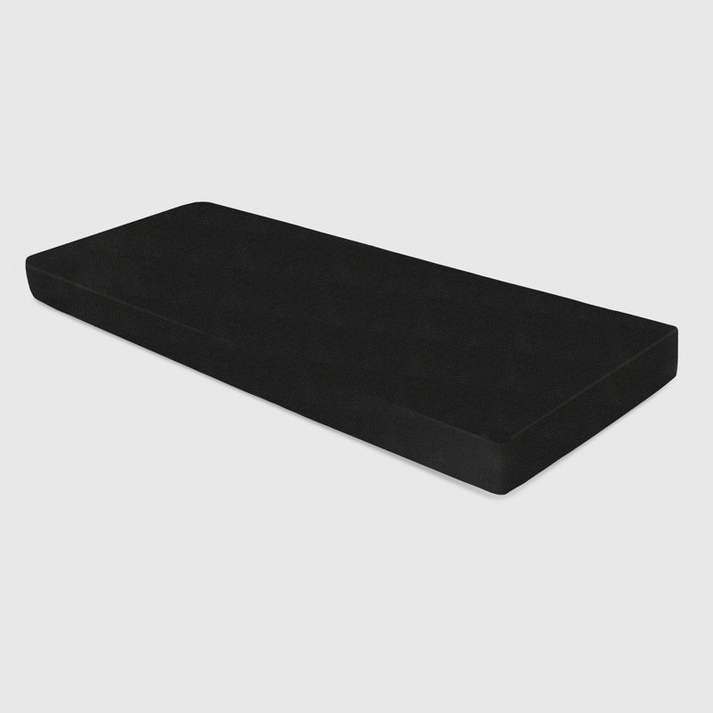 1'' H Customizable Bench Cushion For Indoor/Outdoor Furniture/Chair/Window Seat, Premium 75D High-Resilience Foam, Black