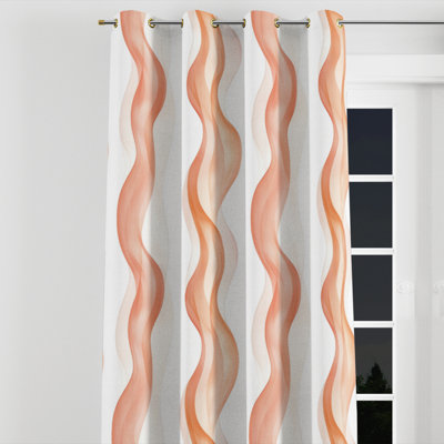 Rideaux Modern - rideaux à œillets abstraits orange et blancs Terra - 1 panneau