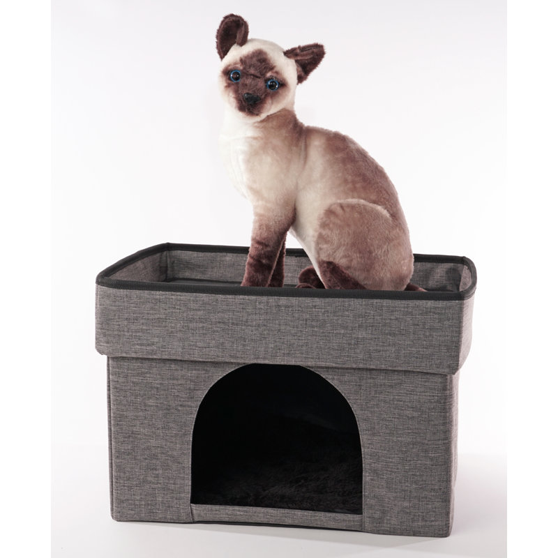 Lit pliant rectangulaire à 2 niveaux pour chat Jazouli, Gris anthracite