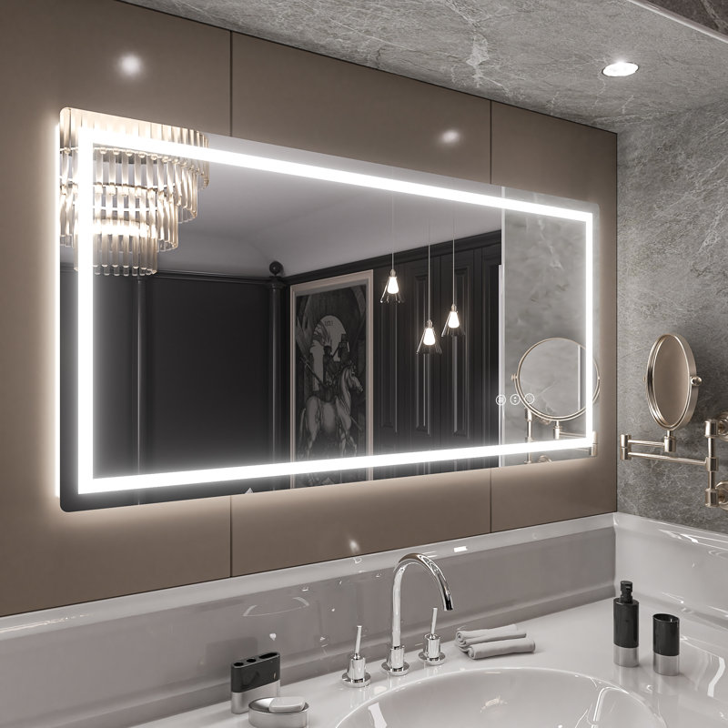 Dokes Filleted Corner LED Bathroom Vanity  Mirror Passed ETL Certification, 36" x 72"