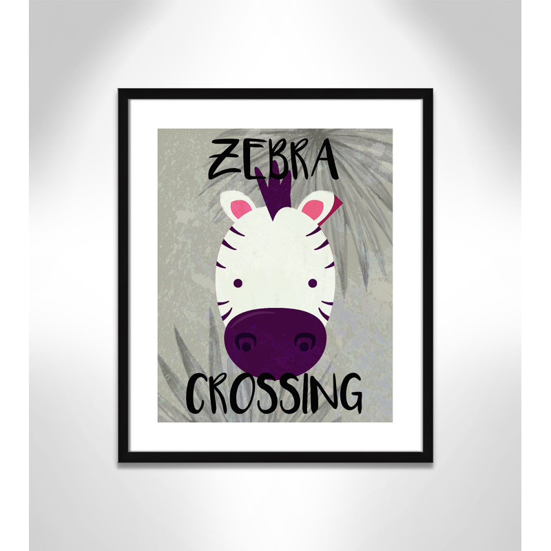 Impression sur papier Zebra Crossing, H 24,5 po x l 20,5 po x P 1,18 po, Encadré de boîte noir