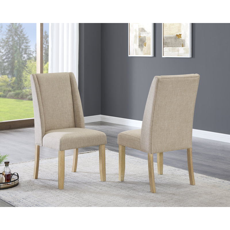 Rustic Beige Fabric Dining Chairs