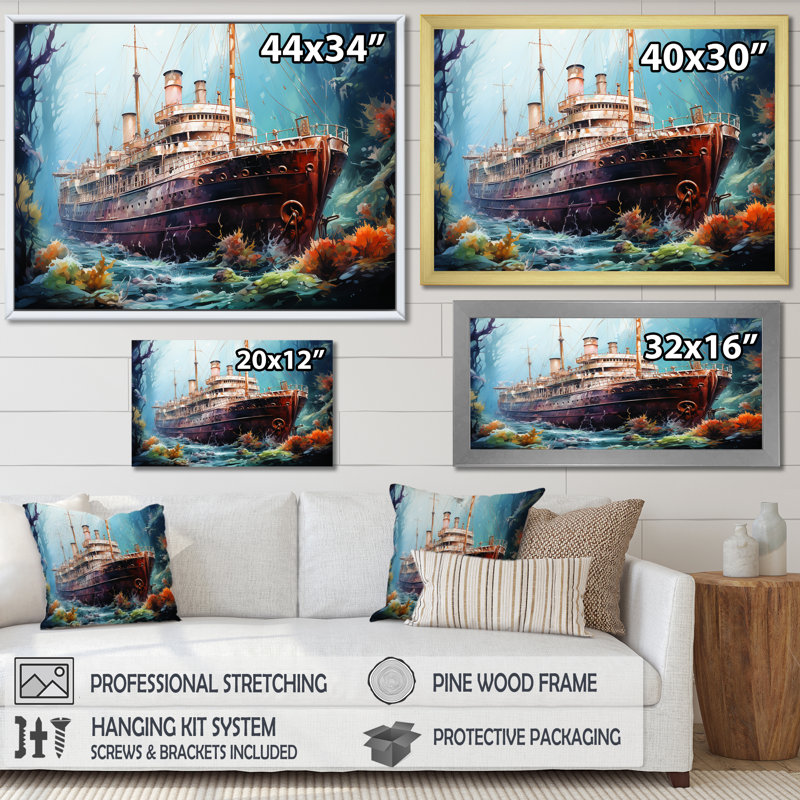 Titanic Under Water Memory - plage et océan, reproduction sur toile, H 12 po x l 20 po x P 1 po, Toile tendue