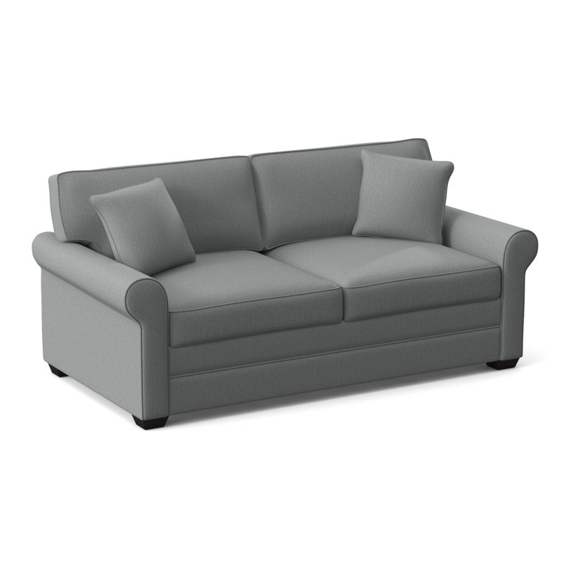 Bedford Upholstered 79'' Sofa, Black Finish, Light Blue Performance Fabric; 0851-55