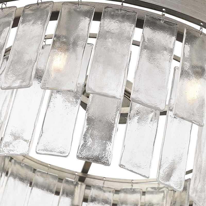 Ciara 9-Light Semi Flush Light in Peruvian Silver with Hammered Water Glass