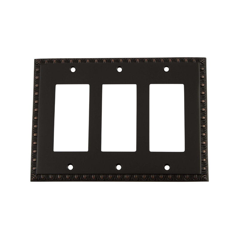 Egg and Dart 3-Gang Rocker Wall Plate, Timeless Bronze
