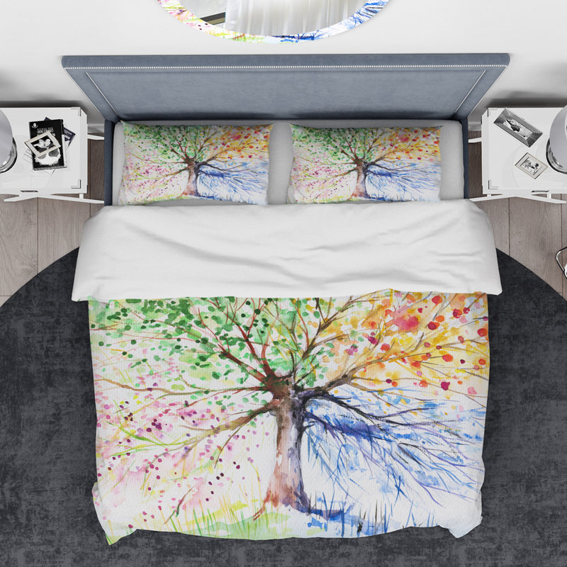 Farmhouse / Country Floral Duvet Cover, Queen Duvet Cover + 2 Shams