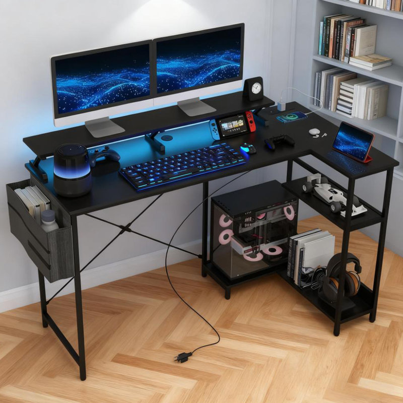 L Shaped Computer Desk, Corner Desk For Home And Office, Black