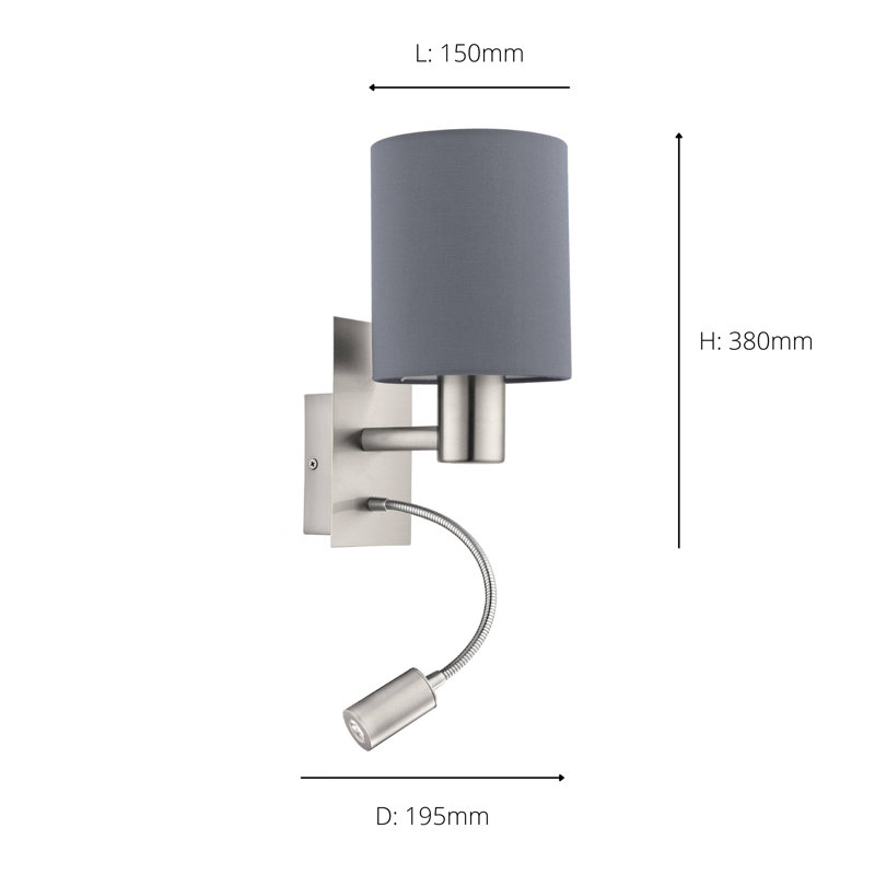 Bedsworth LED Armed Sconce, Grey
